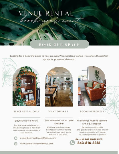 Coffee Shop Venue Rental/Booking (Minimum 3 Hours)